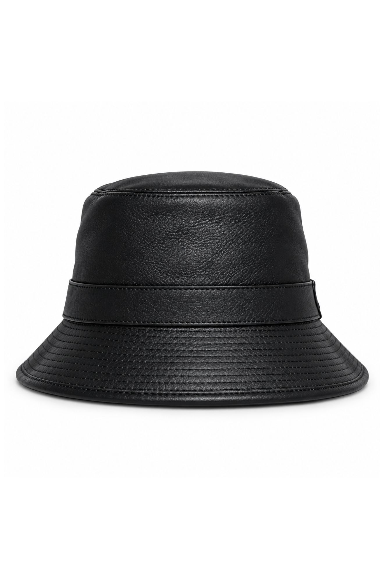 Bucket Black Leather Hat