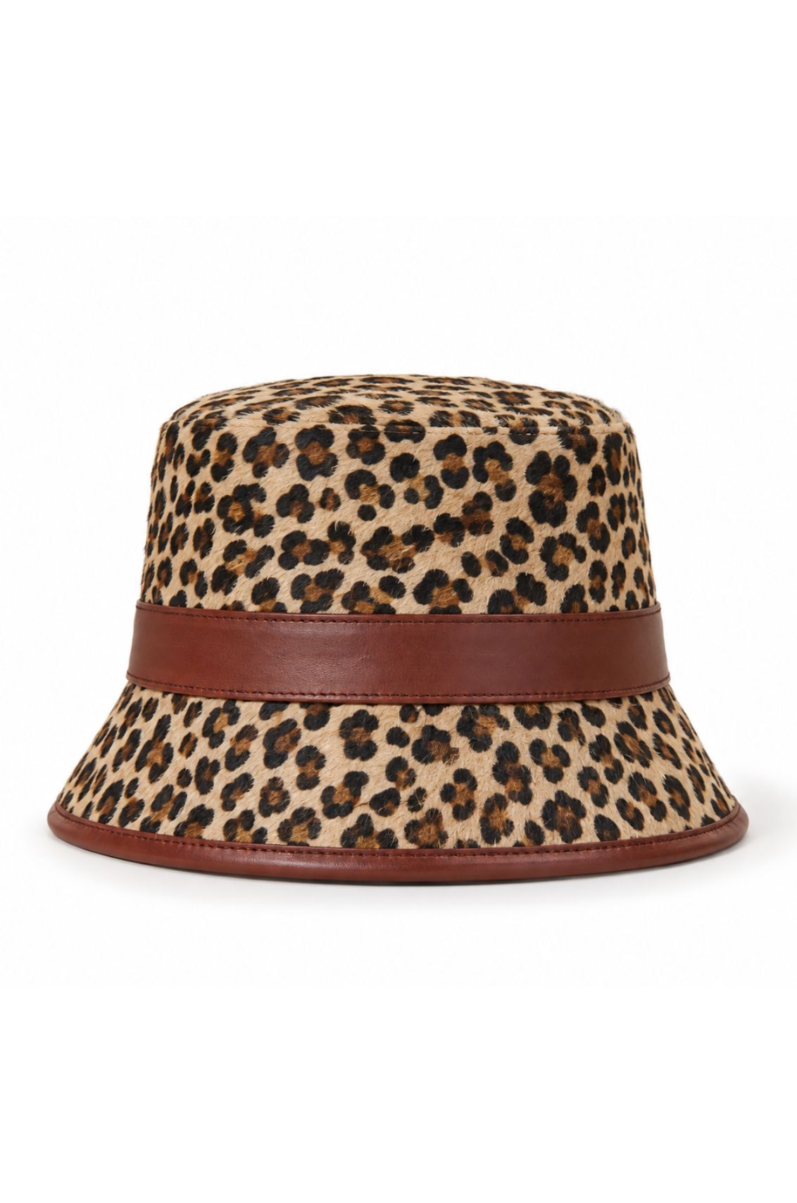 Bucket Calfskin Leopard Hat