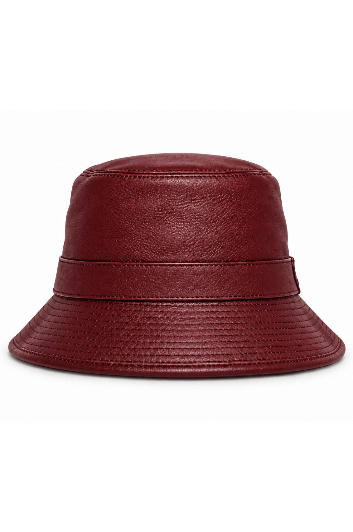 Bucket Burgundy Leather Hat