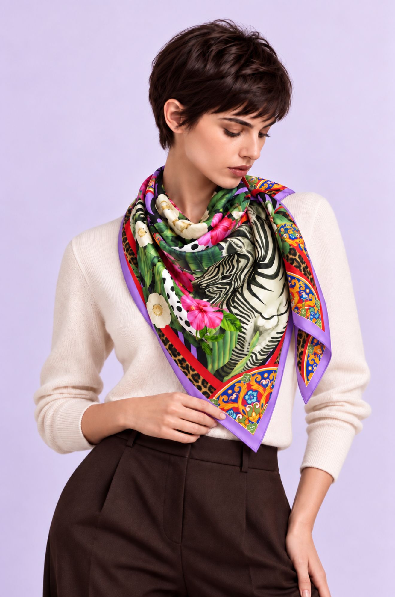 ZEBRA TWILL SILK SCARF