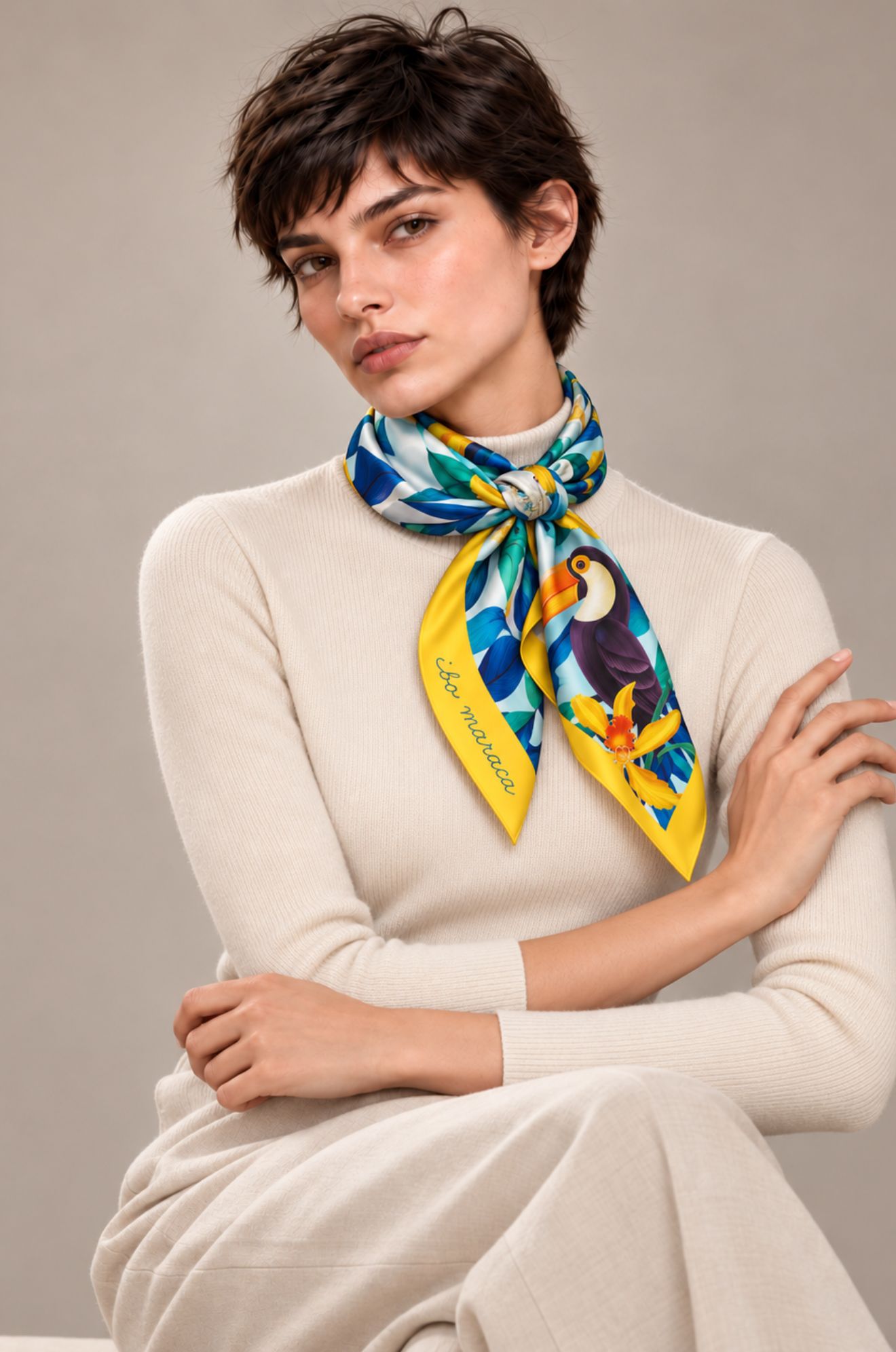 TOUCAN TWILL SILK SCARF