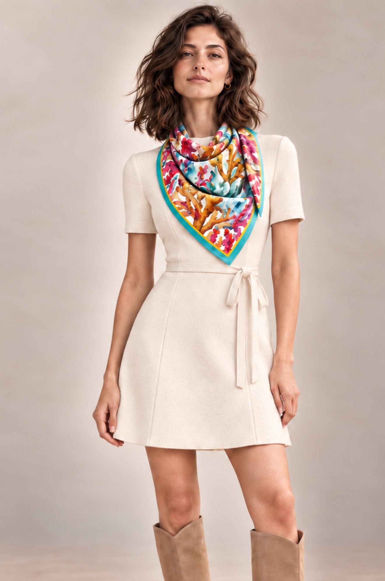 CORALS TWILL SILK SCARF