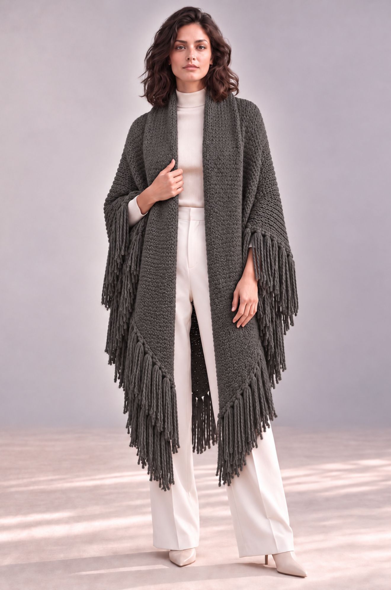 Handknitted Gray Shawl