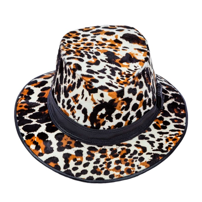 BUCKET ANIMAL PRINT LEATHER HAT