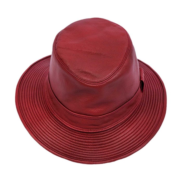 BUCKET BURGUNDY LEATHER HAT