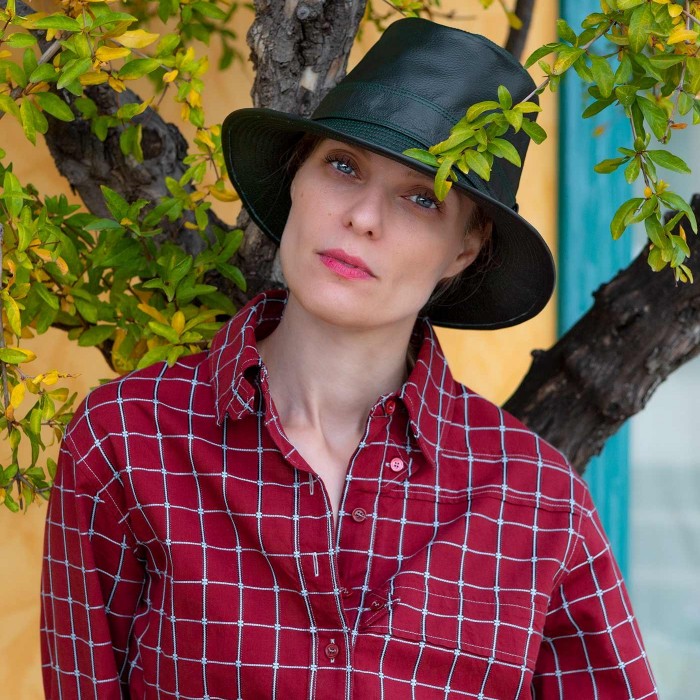 BUCKET DARK GREEN LEATHER HAT