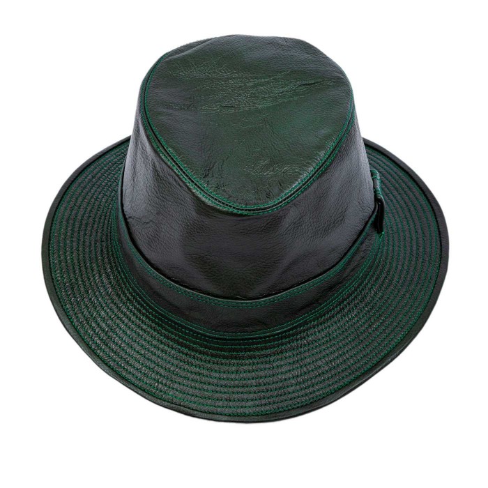 BUCKET DARK GREEN LEATHER HAT