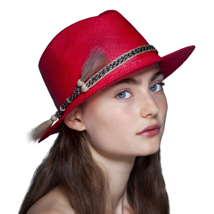 BORSALINO RED PANAMA HAT