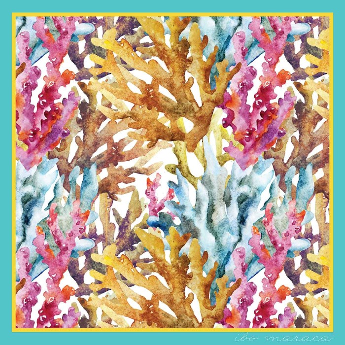 CORALS TWILL SILK SCARF