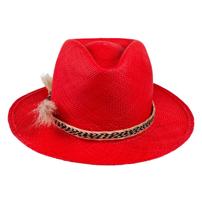 BORSALINO RED PANAMA HAT