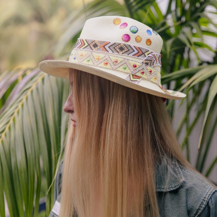 YELLOW GLOSSY BUBBLES PANAMA HAT