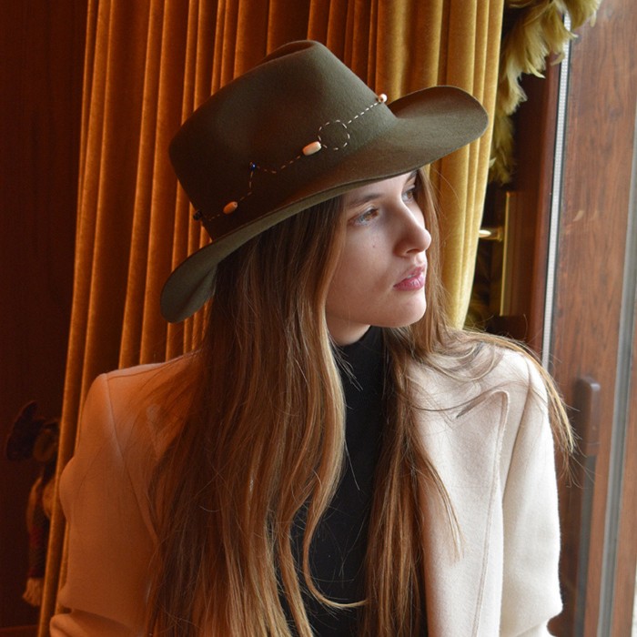 OLIVE WOOL HAT