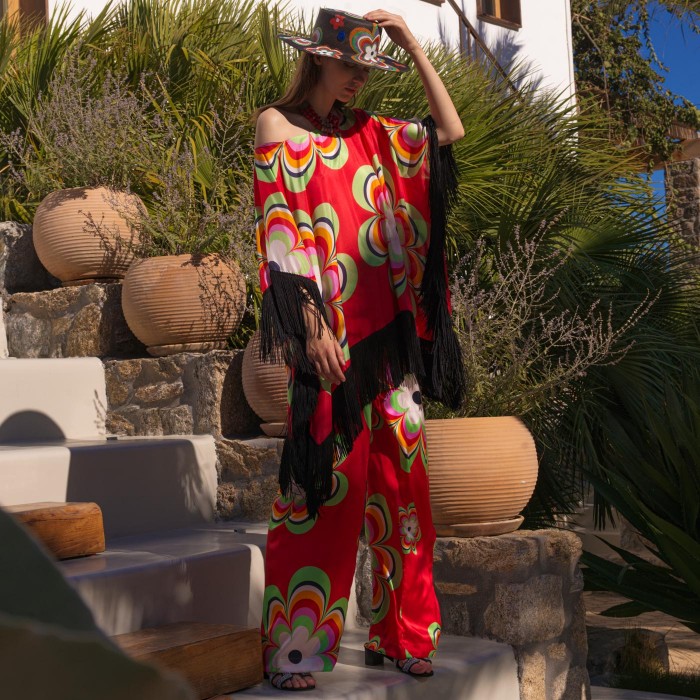 60's SPRING FLOWER SILK TROUSERS