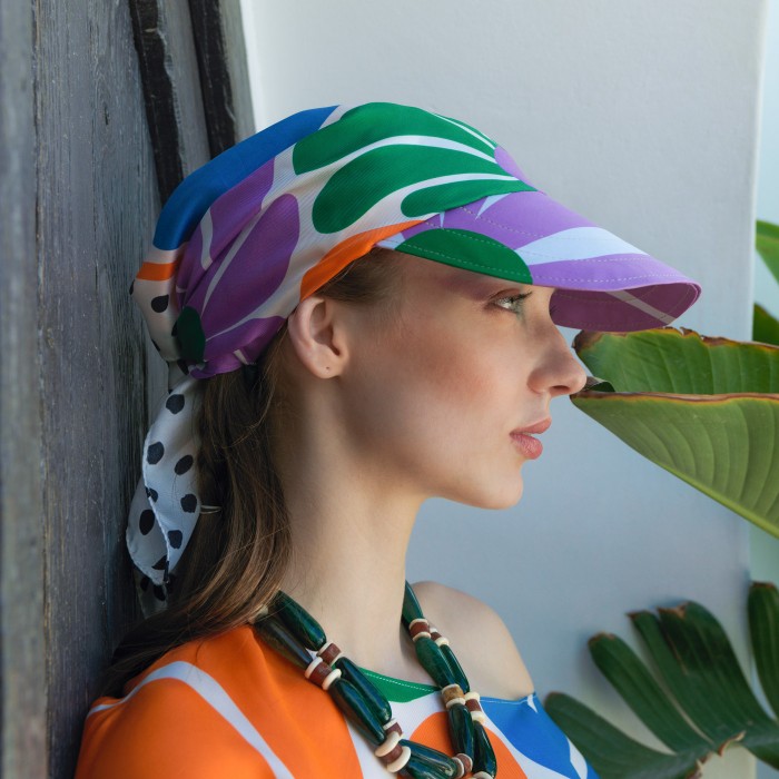 60's DOTS FLOWERS SILK VISOR