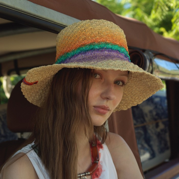 TIE DYE STRIPES PANAMA CROCHET HAT