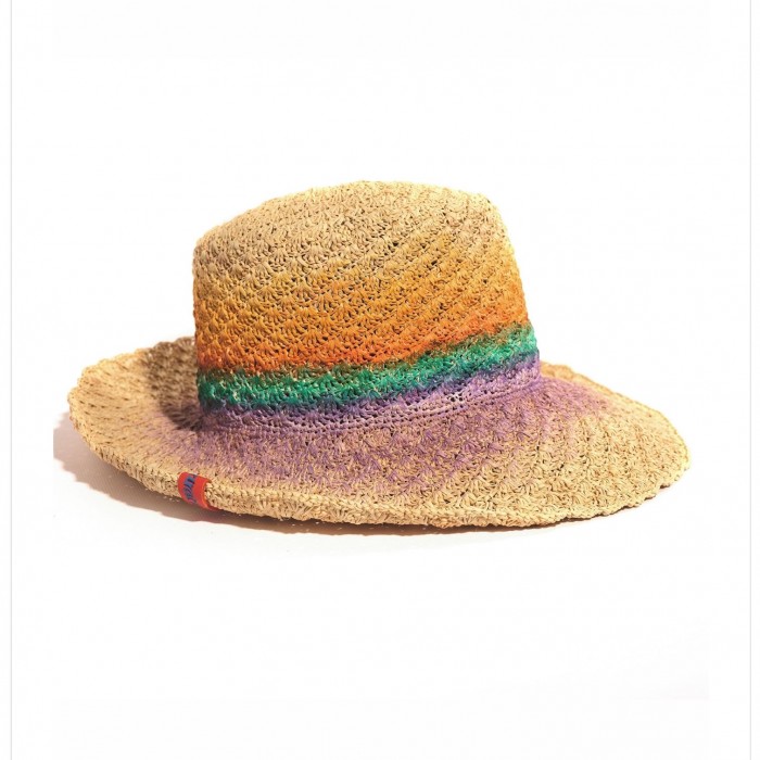 TIE DYE STRIPES PANAMA CROCHET HAT