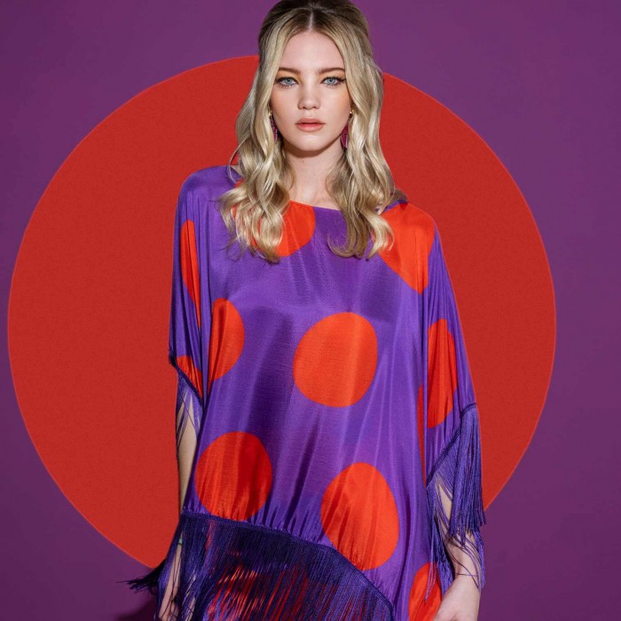 SPOT IN PURPLE 60’s SILK PONCHO