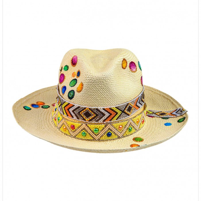 YELLOW GLOSSY BUBBLES PANAMA HAT