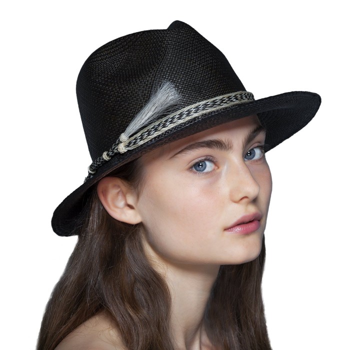 BORSALINO BLACK PANAMA HAT