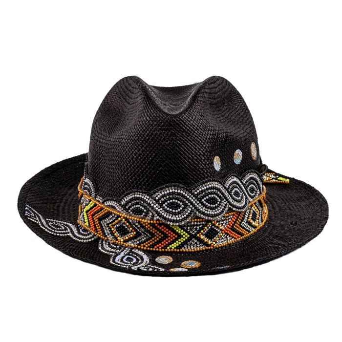 BLACK GLOSSY BUBBLES PANAMA HAT