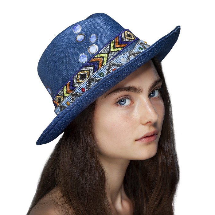 BLUE GLOSSY BUBBLES HAT
