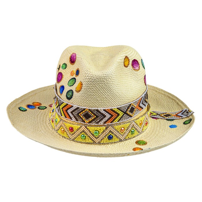 YELLOW GLOSSY BUBBLES PANAMA HAT