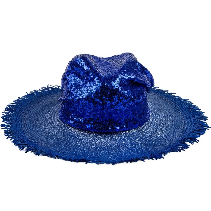 BLUE SEQUINS PANAMA HAT