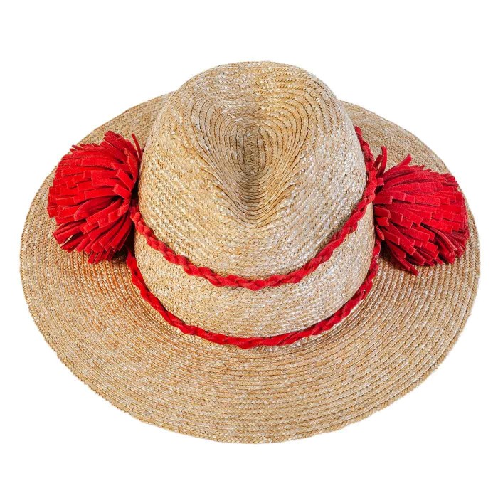 HAPPY POM POM RAFFIA HAT