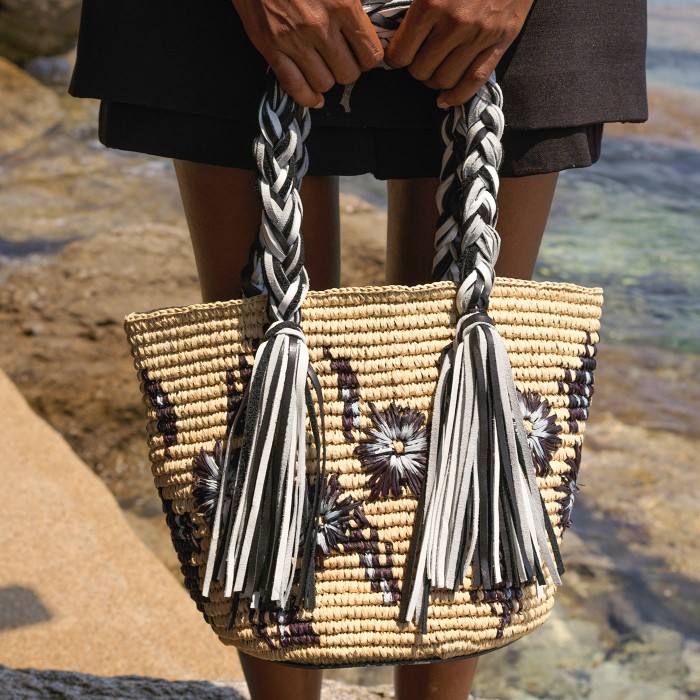 STRIPES OF TRIO CROCHET PANAMA BAG