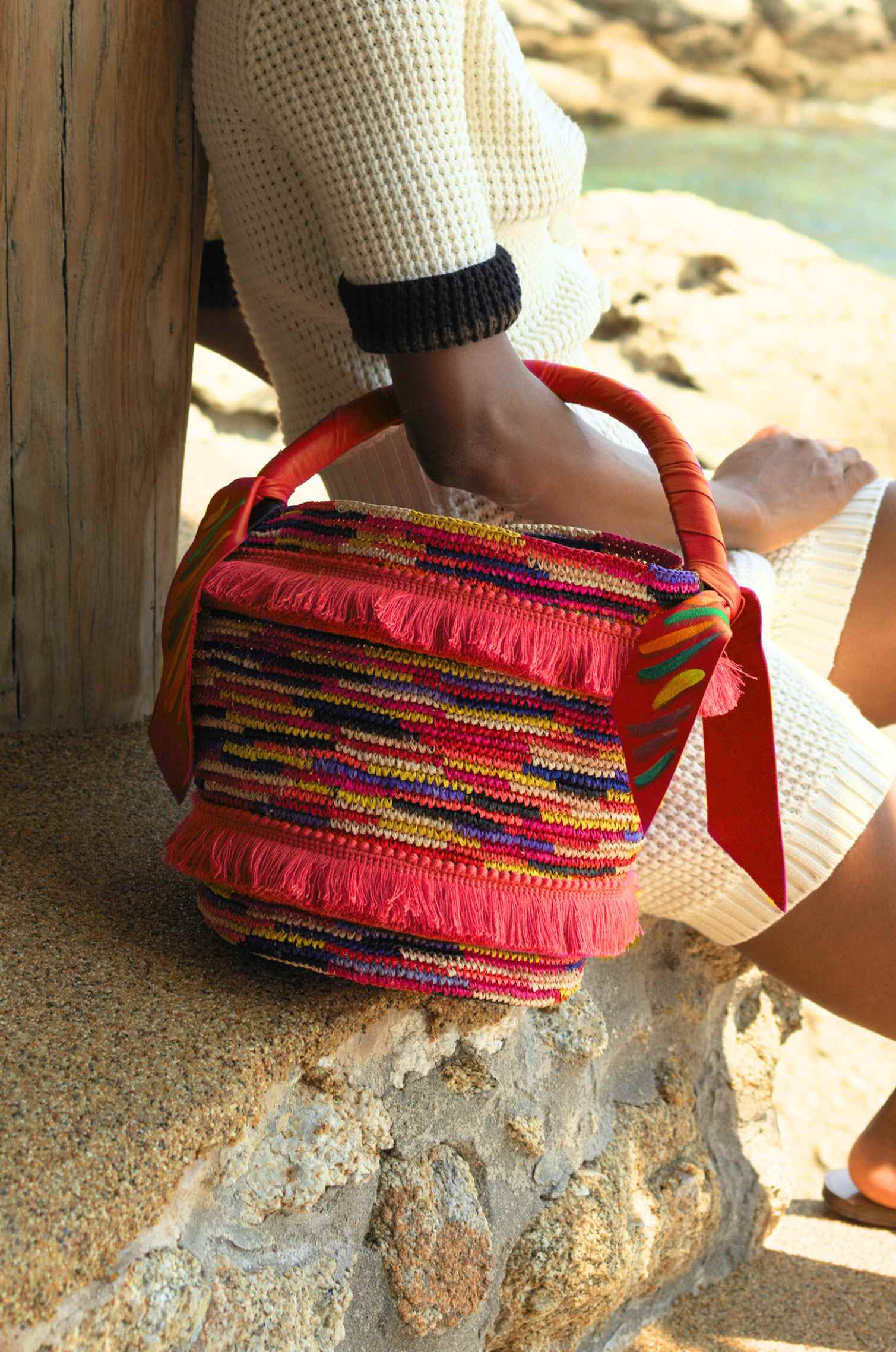 COLORFUL CAROUSEL CROCHET PANAMA BAG