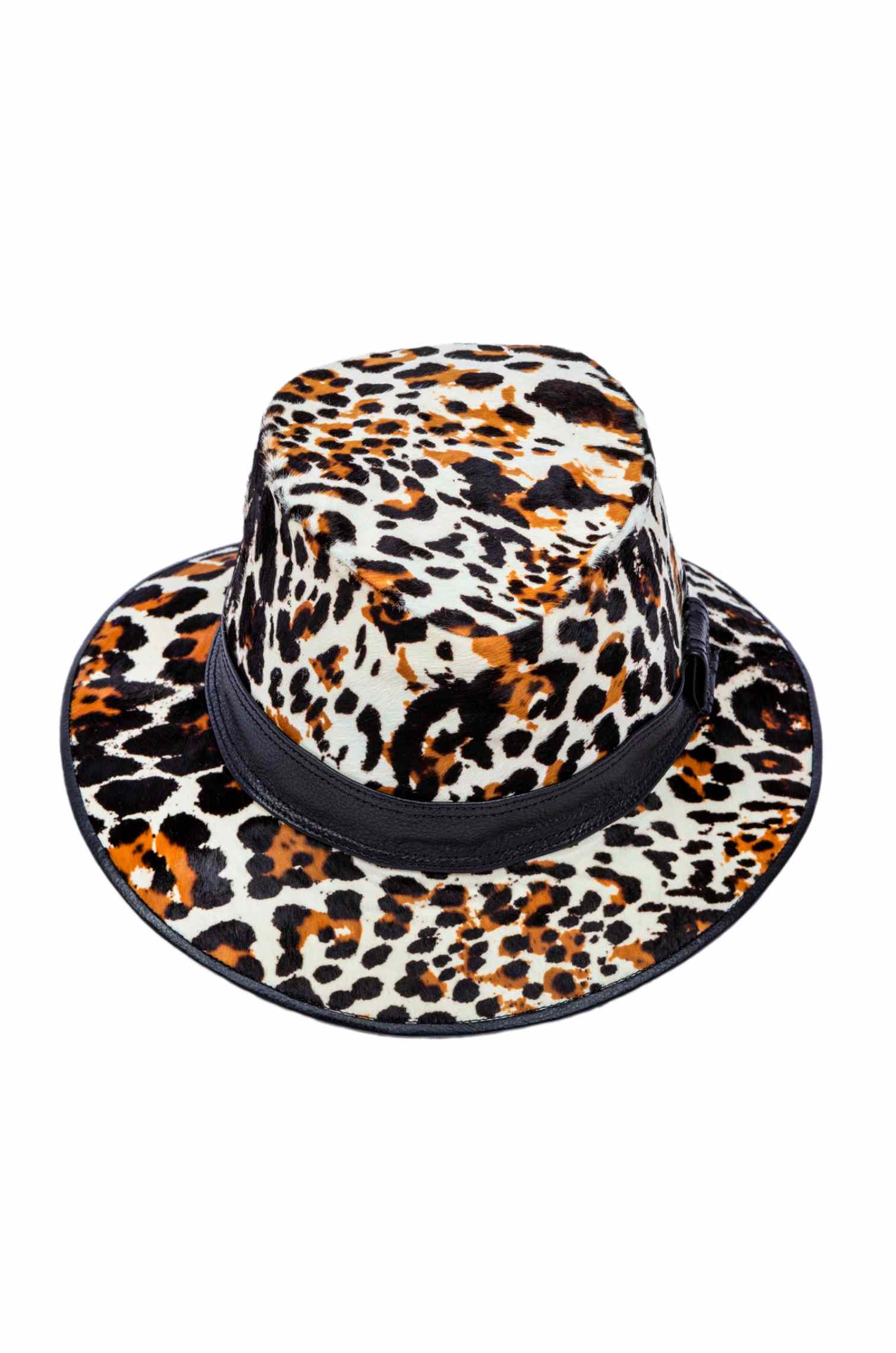 BUCKET ANIMAL PRINT LEATHER HAT