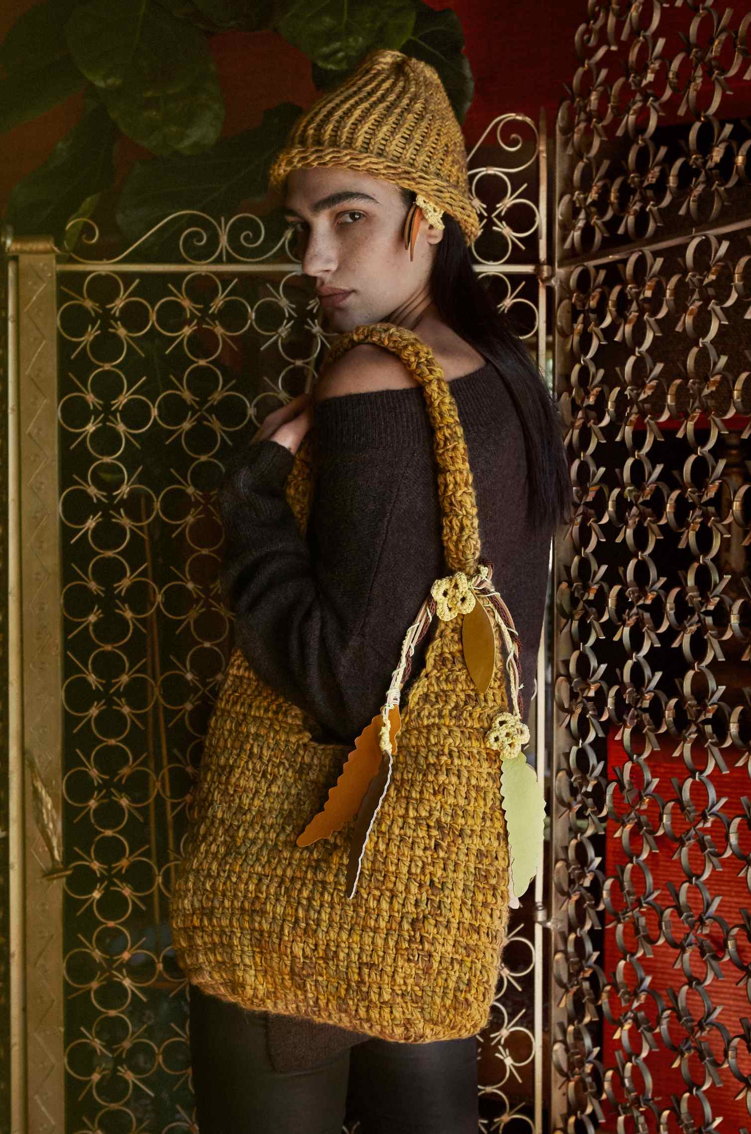 Handknitted Ochre Mix Bag