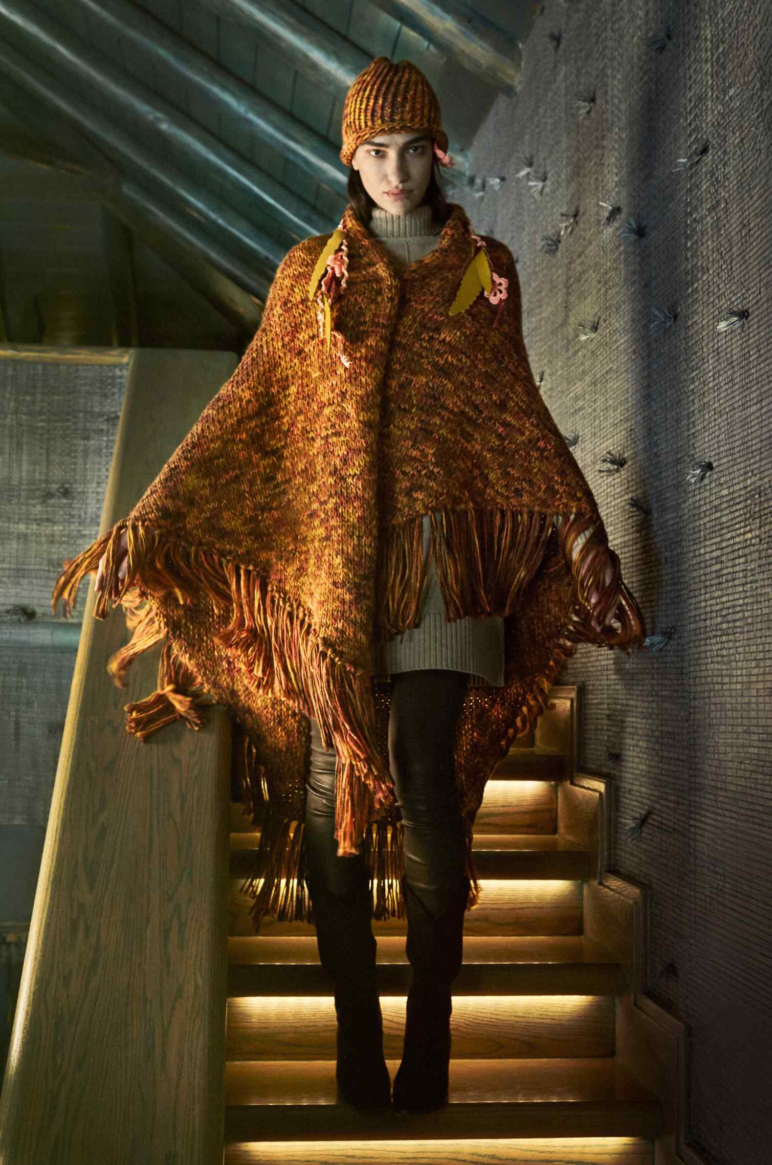 Handknitted Rust–Mauve Beanie