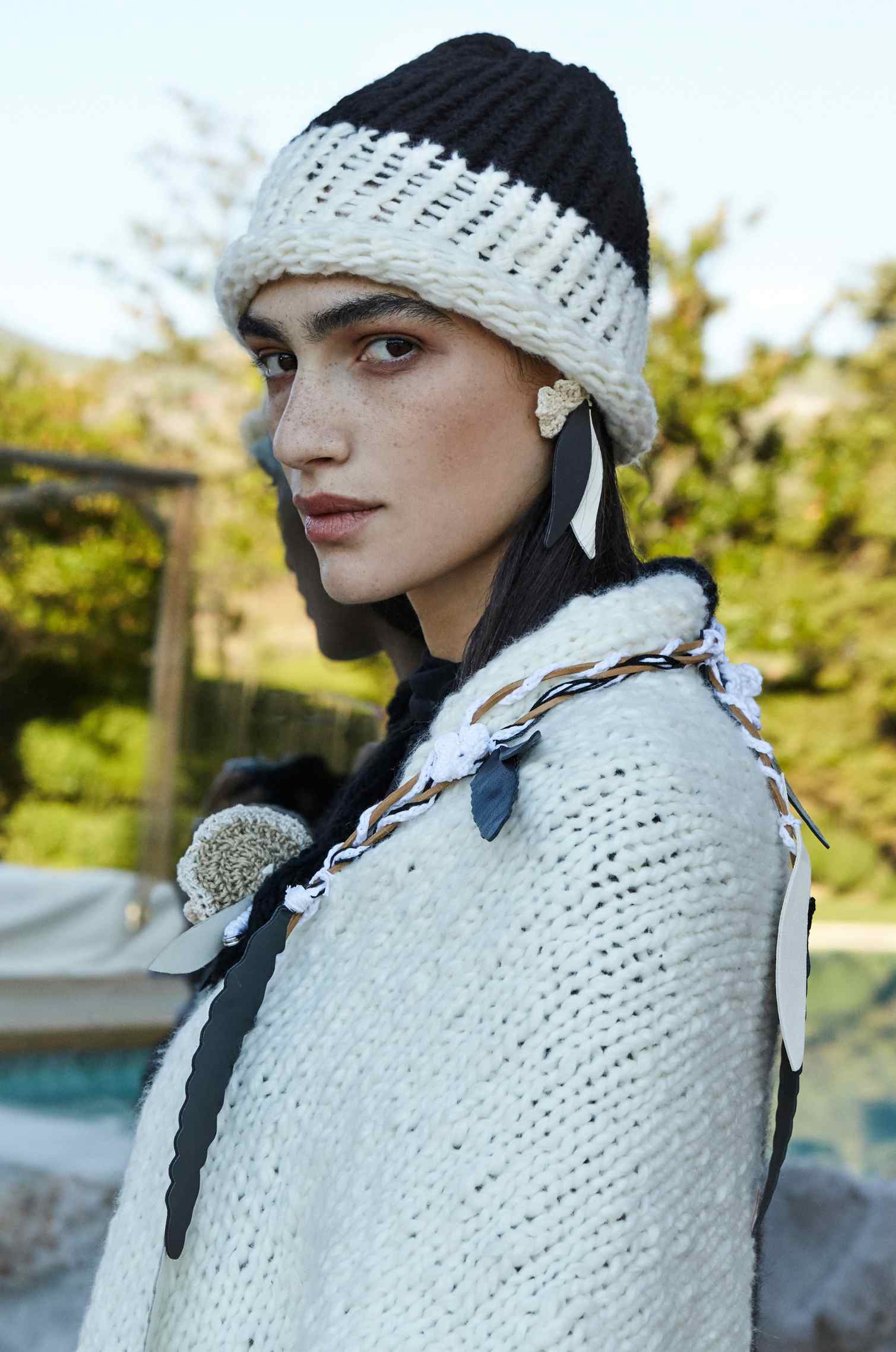 Handknitted Black & White  Beanie