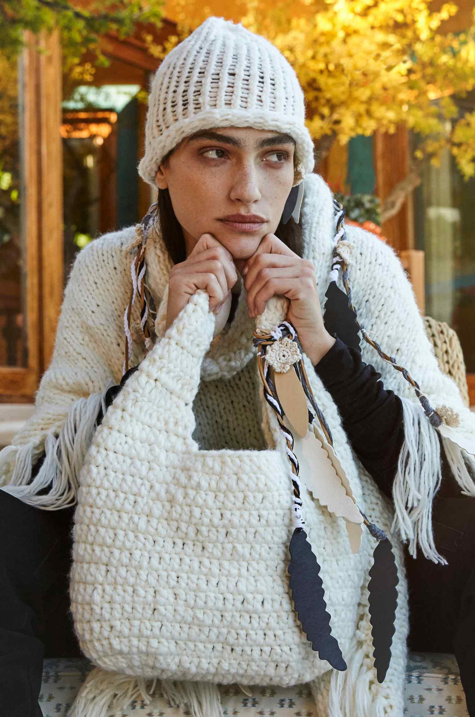 Handknitted White Bag