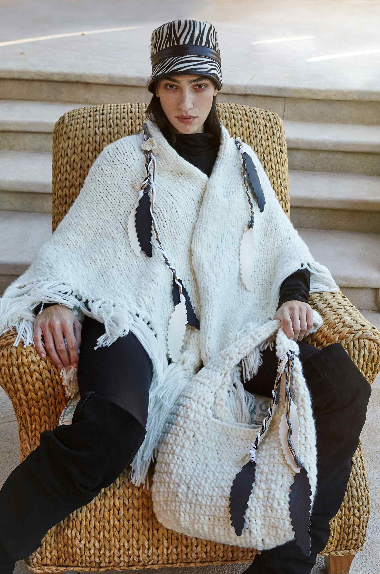 Handknitted White Shawl