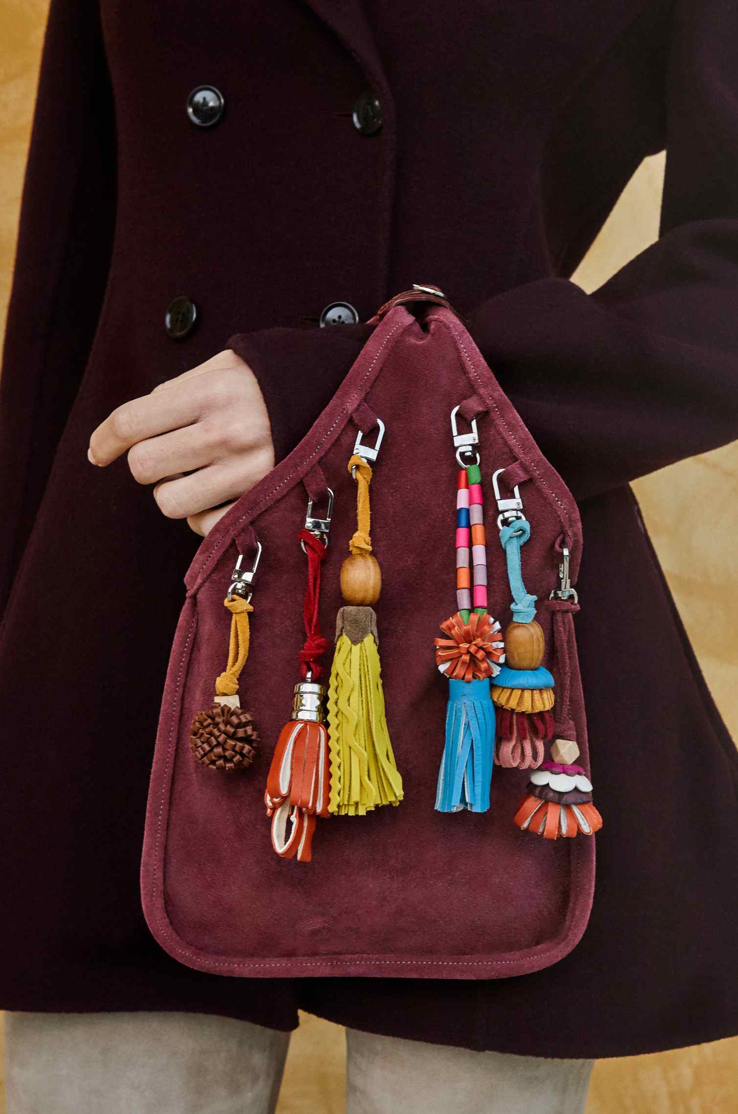 Charm Dusty Rose Suede Bag