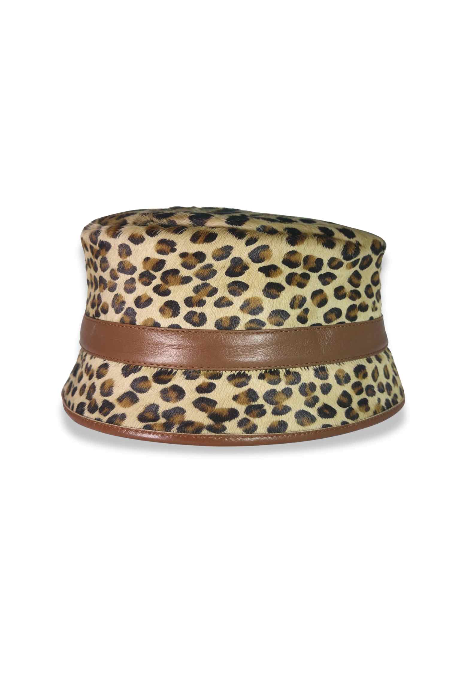 Bucket Calfskin Leopard Hat