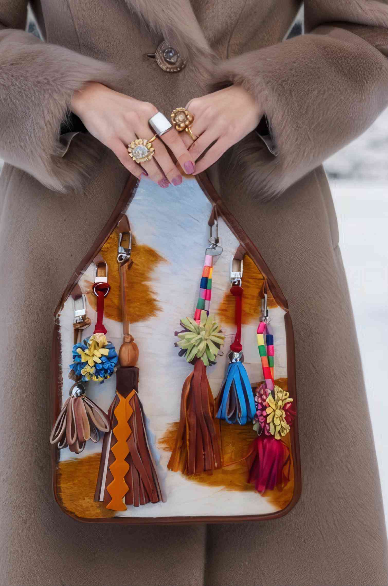 Charm Caramel Suede Bag